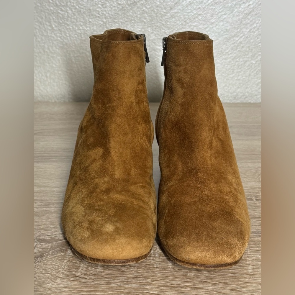 Vince Ostend Cedar Suede Ankle Boots Size 7 Block Heel - Picture 3 of 14